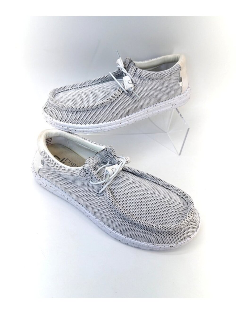 Hey Dude Wally Shoes Stretch Sox Slip On White Gray Men Size 11